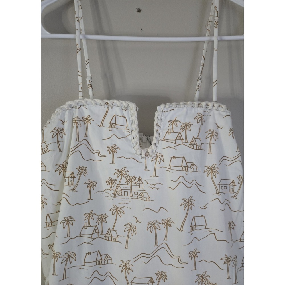 Line & Dot Tropical Palm Village Print Mini Dress Womens Size M New with Tags - Picture 2 of 6